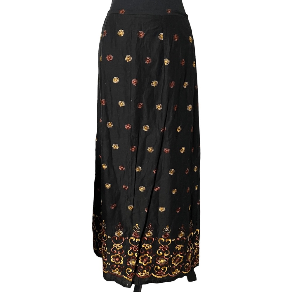 Urban Outfitters Lip Gloss 90s Black Floral Printed Cotton Maxi Skirt Size 7 NWT